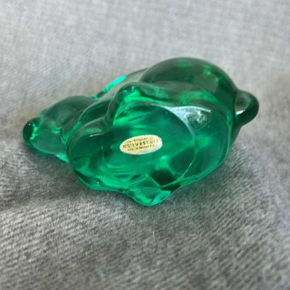 Vintage Silvestri Art Glass Green Sitting Bunny Rabbit Figurine Paperweight - Picture 5 of 5